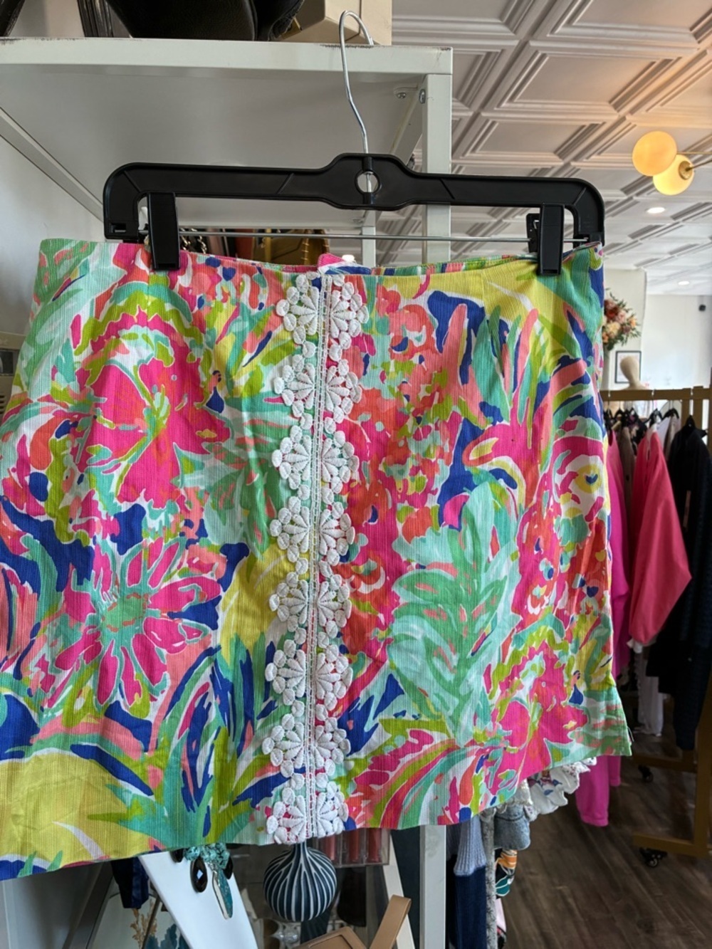 Lilly Pulitzer vintage Vibrant Floral Mini Skort with Lace Trim